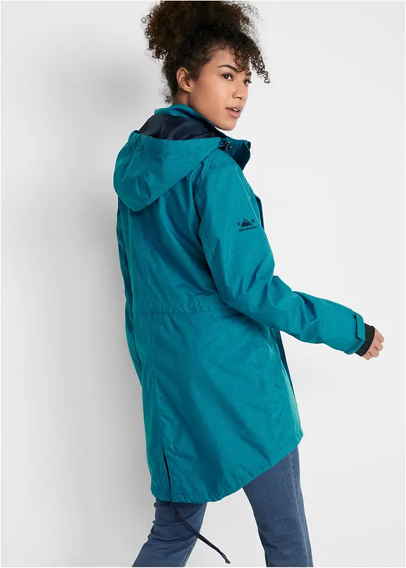 Wasserdichter Funktions-Parka in petrol von hinten (im Anschnitt) - bonprix