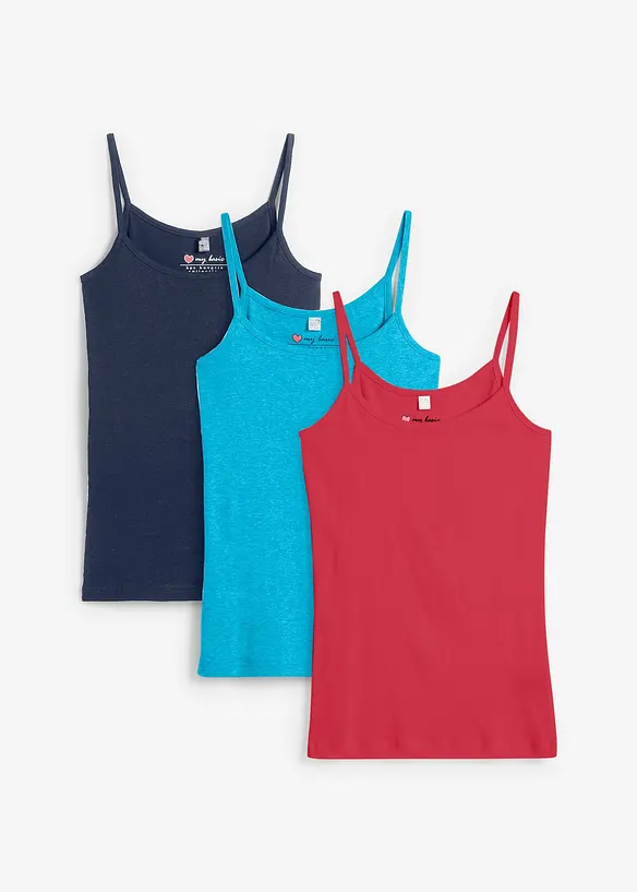 Spaghettiträger-Top (3er Pack) in rot von vorne - bonprix Spaghettiträger-Top (3er Pack) in rot von vorne - bonprix
