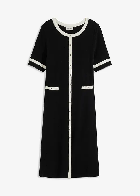 Strickkleid mit Viskose in schwarz von vorne - bonprix