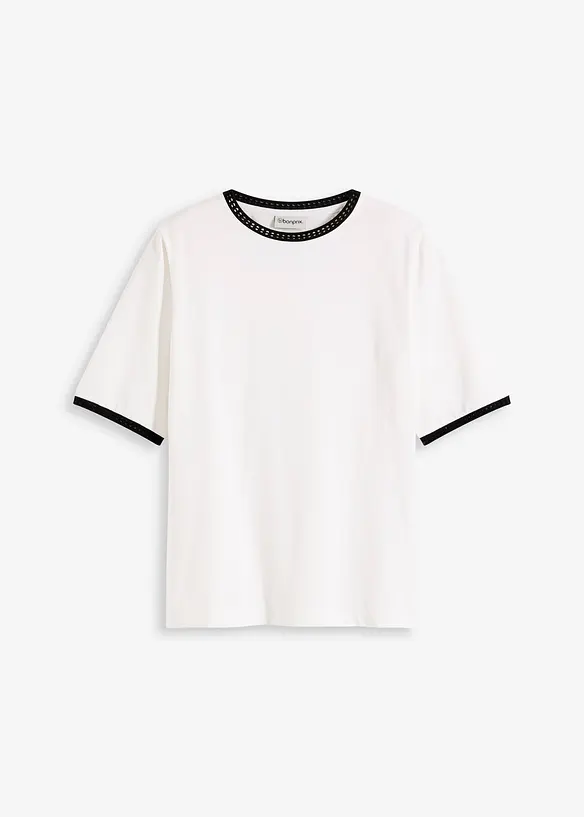 Shirt mit Spitzenborte in weiß von vorne - bonprix Shirt mit Spitzenborte in weiß von vorne - bonprix