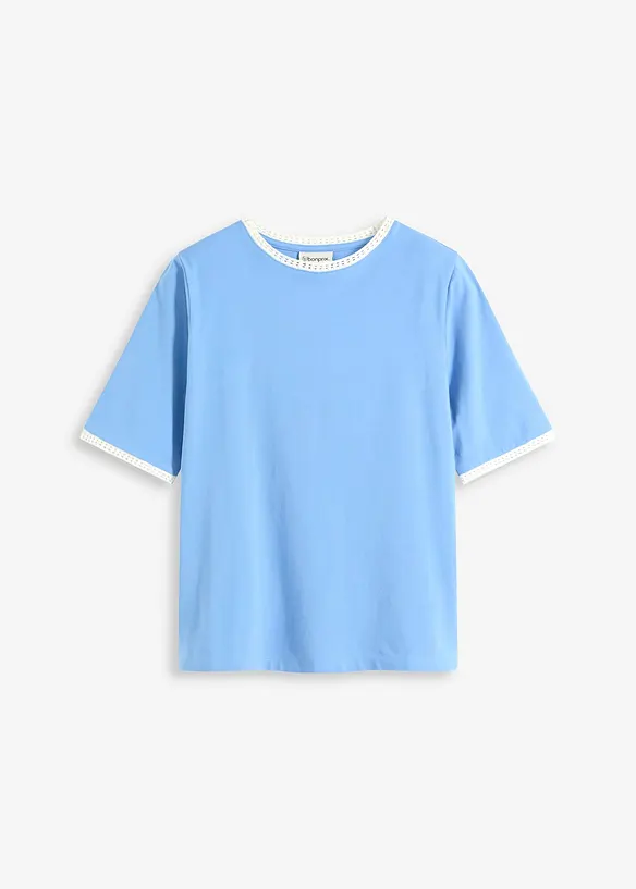 Shirt mit Spitzenborte in blau von vorne - bonprix Shirt mit Spitzenborte in blau von vorne - bonprix
