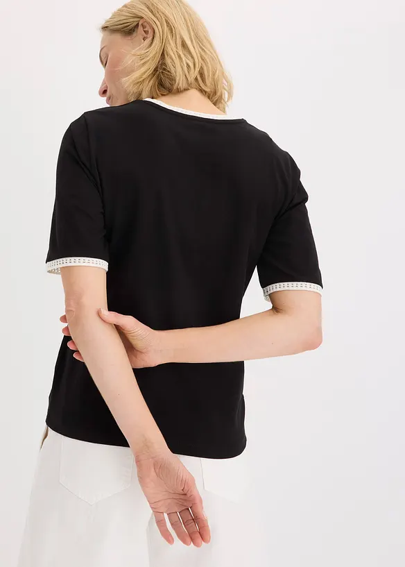Shirt mit Spitzenborte in schwarz von hinten (im Anschnitt) - bonprix Shirt mit Spitzenborte in schwarz von hinten (im Anschnitt) - bonprix