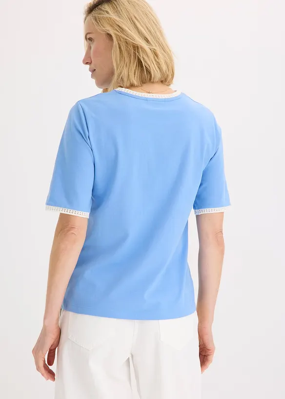 Shirt mit Spitzenborte in blau von hinten (im Anschnitt) - bonprix Shirt mit Spitzenborte in blau von hinten (im Anschnitt) - bonprix