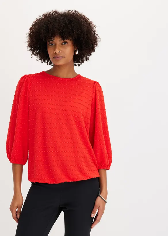 Shirt-Tunika mit Struktur in rot von vorne (im Anschnitt) - bonprix