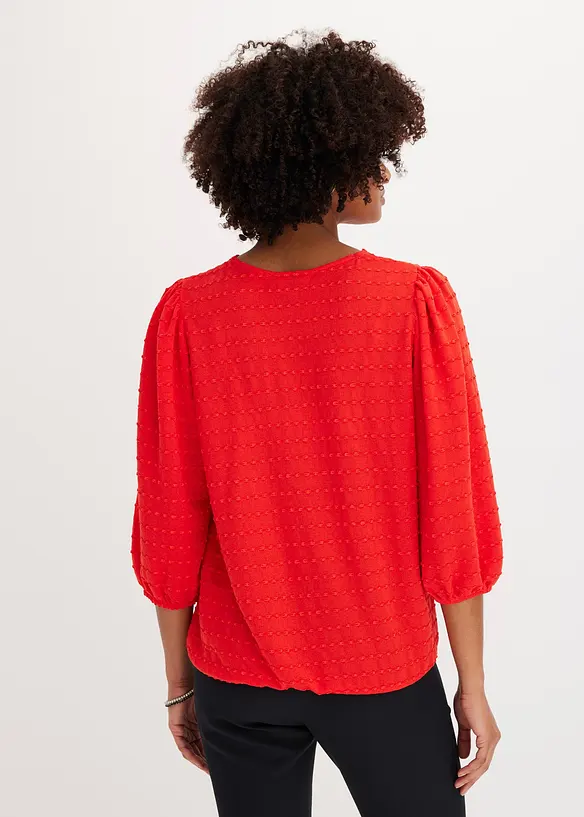 Shirt-Tunika mit Struktur in rot von hinten (im Anschnitt) - bonprix