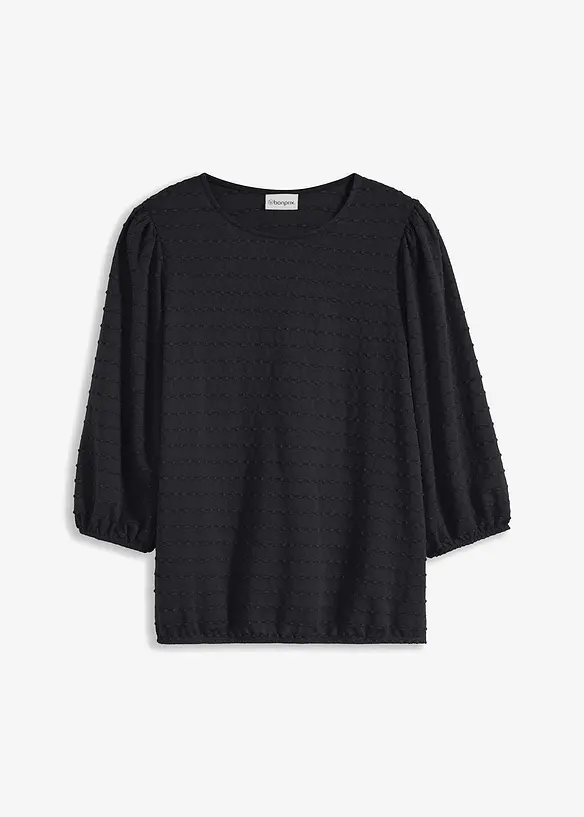 Shirt-Tunika mit Struktur in schwarz von vorne - bonprix