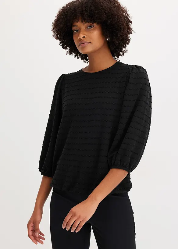 Shirt-Tunika mit Struktur in schwarz von vorne (im Anschnitt) - bonprix