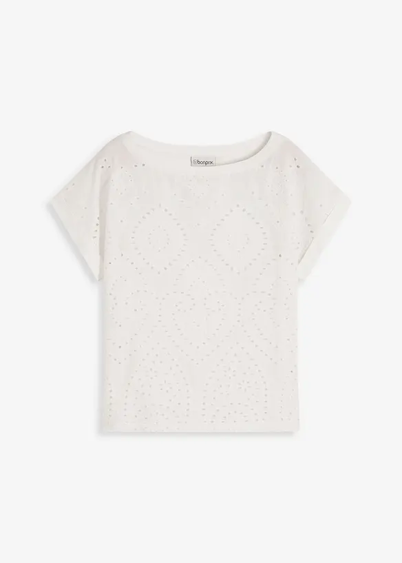 Shirt mit Lochspitze in weiß von vorne - bonprix Shirt mit Lochspitze in weiß von vorne - bonprix