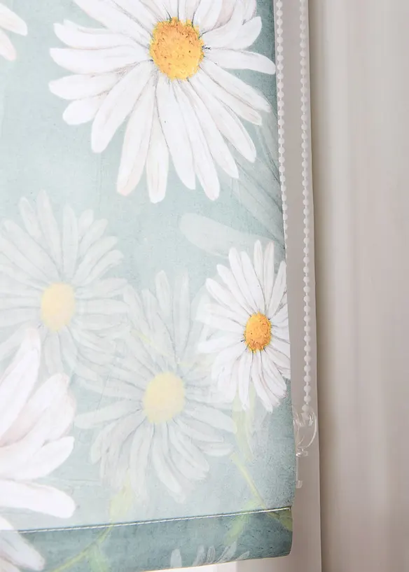 Sichtschutzrollo mit Blumendruck in grün (Detailaufnahme) - bonprix