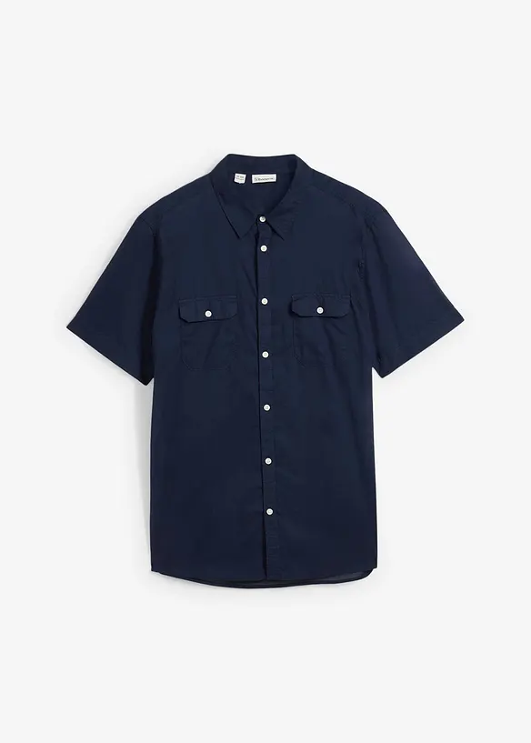 Kurzarmhemd aus Baumwolle in Regular Fit in blau von vorne - bonprix