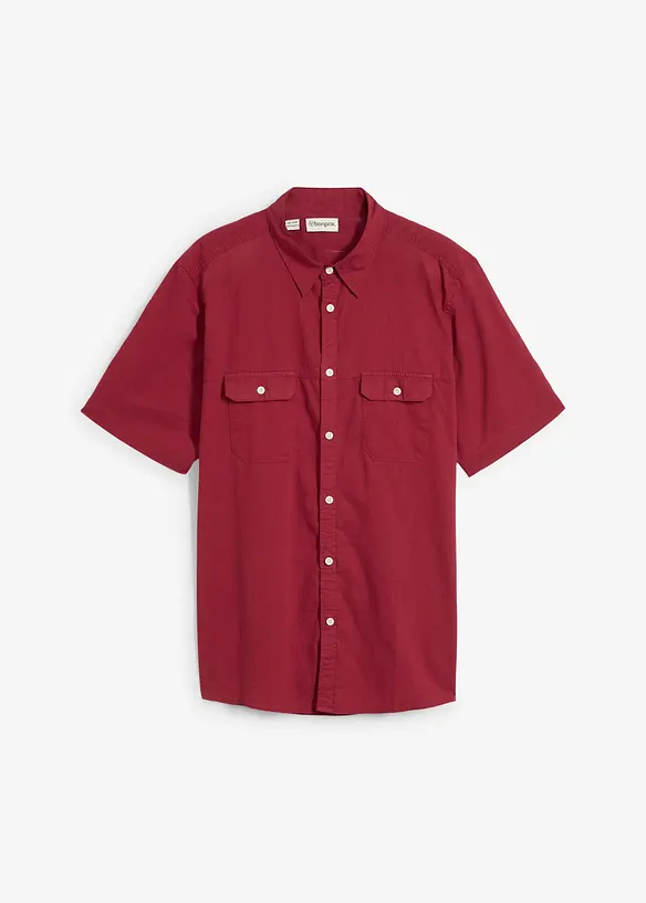 Kurzarmhemd aus Baumwolle in Regular Fit in rot von vorne - bonprix