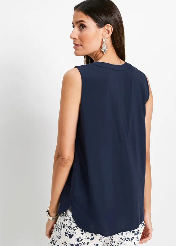 Blusentop aus fließender Viskose in blau von hinten (im Anschnitt) - bonprix Blusentop aus fließender Viskose in blau von hinten (im Anschnitt) - bonprix