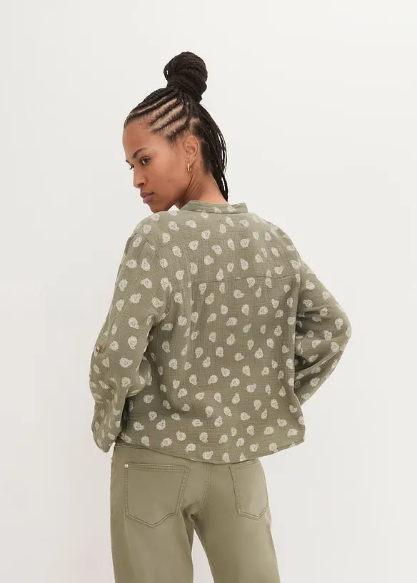 Musselin-Oversize-Bluse aus reiner Baumwolle in grün von hinten (im Anschnitt) - bonprix Musselin-Oversize-Bluse aus reiner Baumwolle in grün von hinten (im Anschnitt) - bonprix