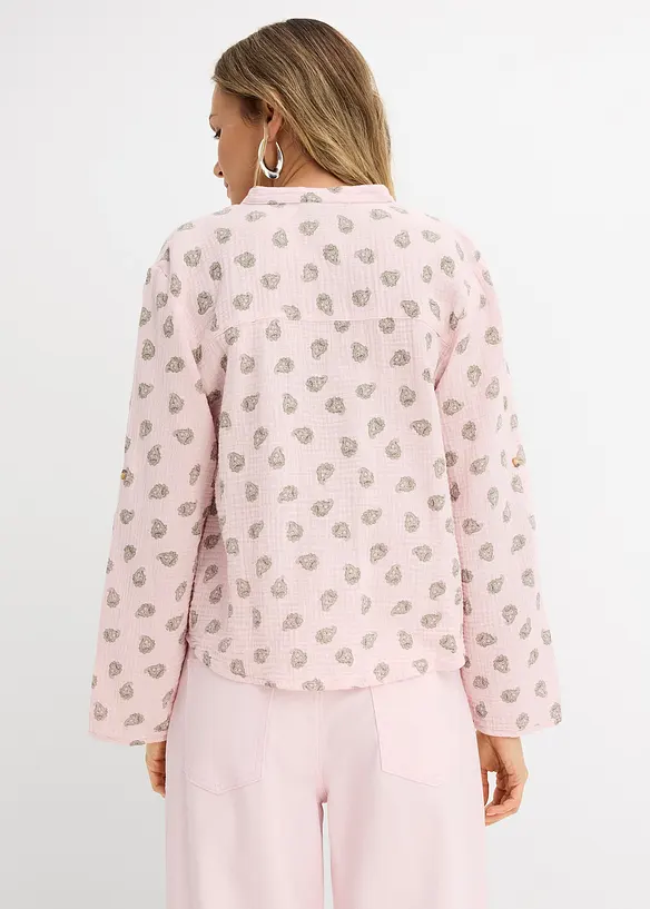 Musselin-Oversize-Bluse aus reiner Baumwolle in rosa von hinten (im Anschnitt) - bonprix