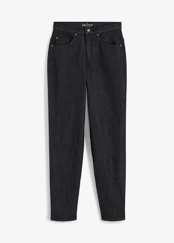 Mom Jeans High Waist, Stretch in schwarz von vorne - bonprix