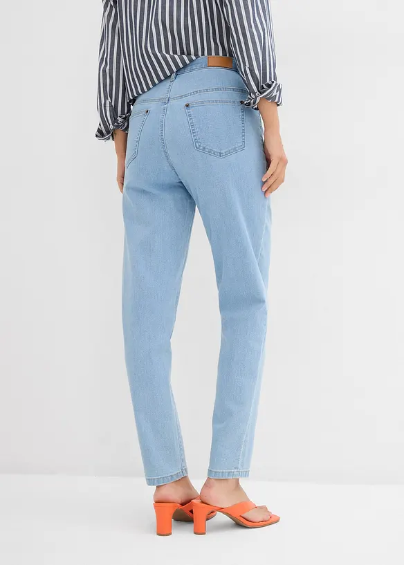 Mom Jeans High Waist, Stretch in blau von hinten - bonprix