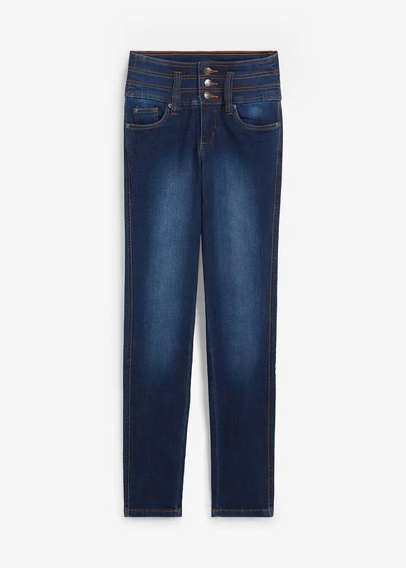 Slim-Fit-Jeans High Waist, Shaping in blau von vorne - bonprix