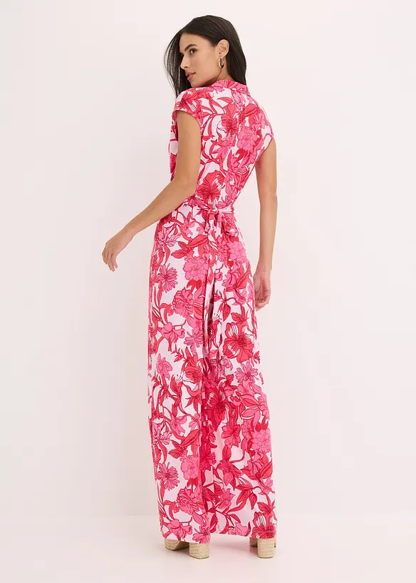 Ärmelloser Jersey-Jumpsuit in pink von hinten (Totalaufnahme) - bonprix