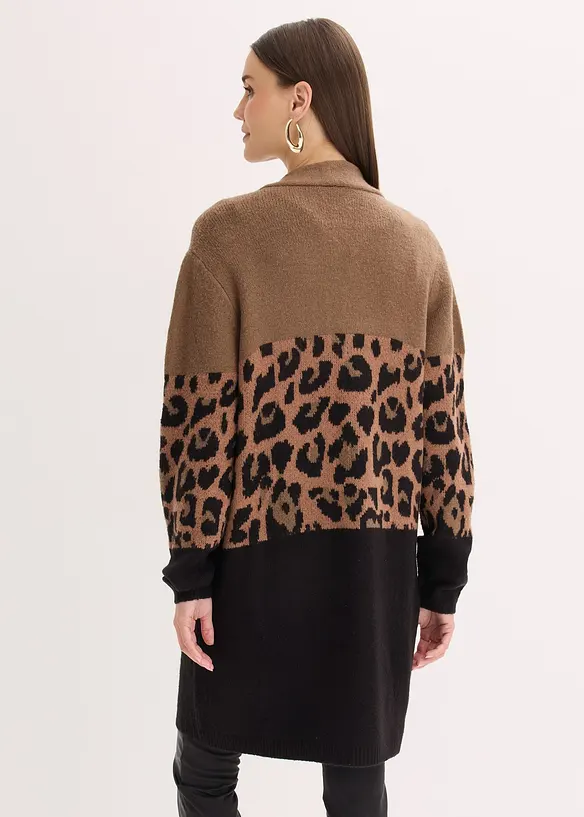 Longstrickjacke mit Jacquardmuster in braun von hinten (im Anschnitt) - bonprix Longstrickjacke mit Jacquardmuster in braun von hinten (im Anschnitt) - bonprix