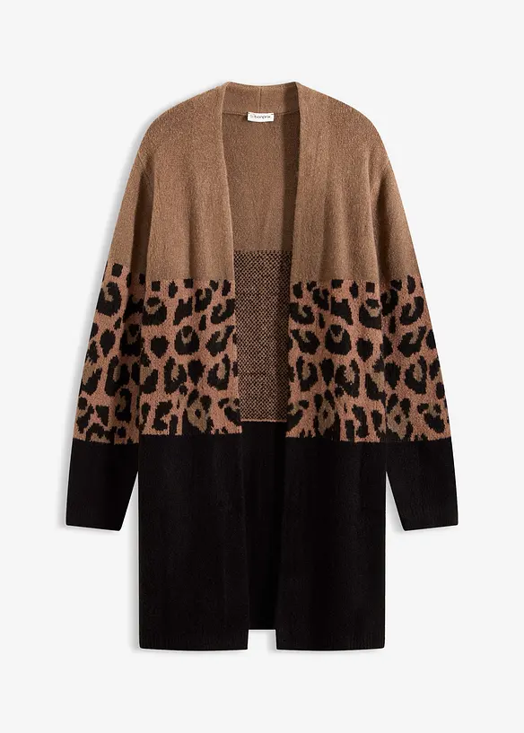 Longstrickjacke mit Jacquardmuster in braun von vorne - bonprix Longstrickjacke mit Jacquardmuster in braun von vorne - bonprix