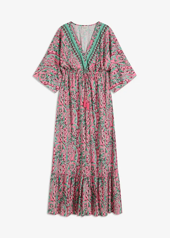 Maxikleid aus fließender Viskose in pink von vorne - bonprix