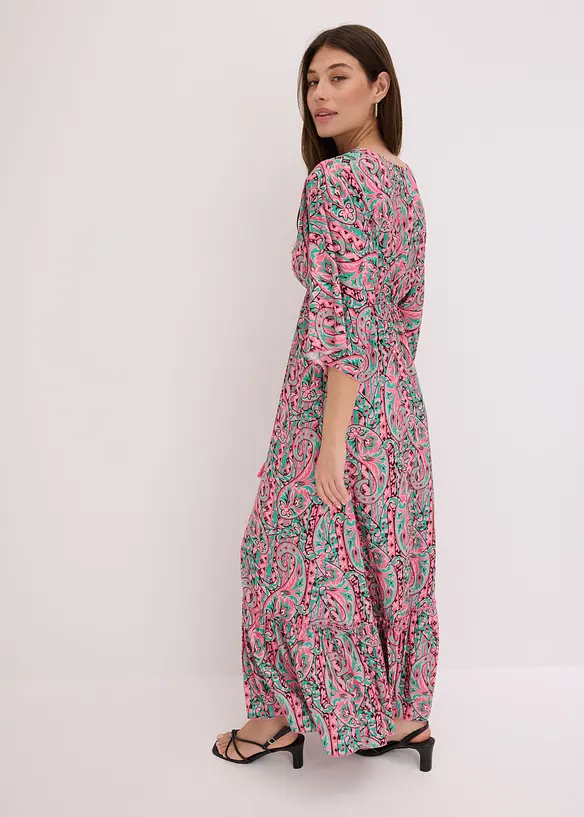 Maxikleid aus fließender Viskose in pink von hinten (Totalaufnahme) - bonprix