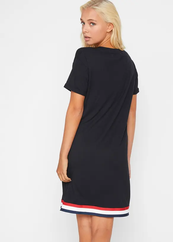 Jerseykleid aus weichem Viskose-Mix in schwarz von hinten (Totalaufnahme) - bonprix