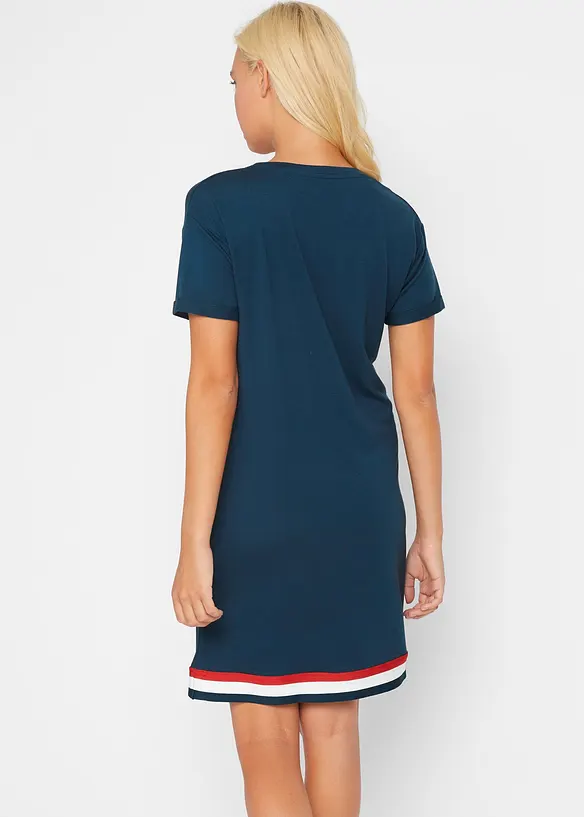 Jerseykleid aus weichem Viskose-Mix in blau von hinten (Totalaufnahme) - bonprix