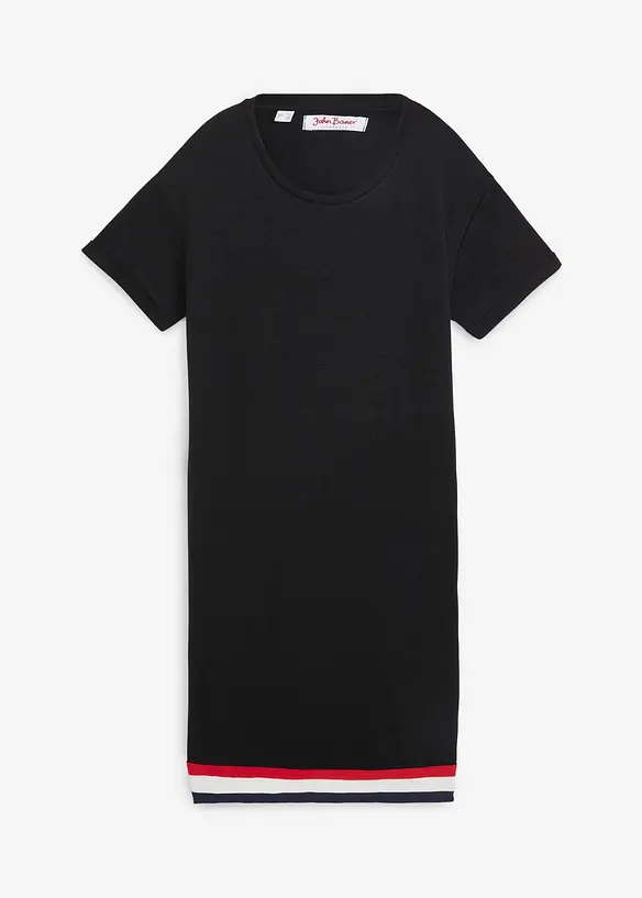 Jerseykleid aus weichem Viskose-Mix in schwarz von vorne - bonprix
