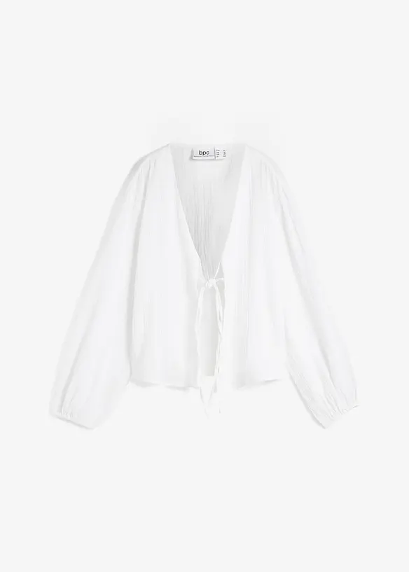 Musselin-Bolero aus reiner Baumwolle in weiß von vorne - bonprix