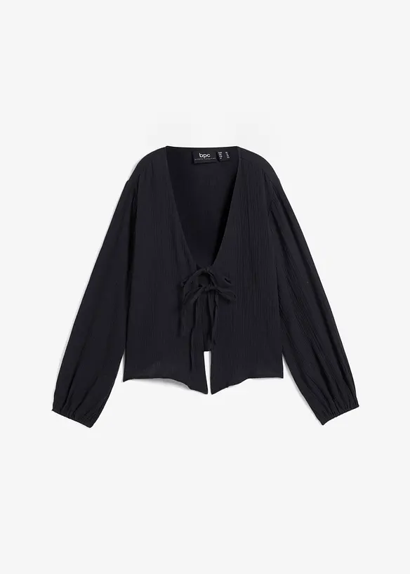Musselin-Bolero aus reiner Baumwolle in schwarz von vorne - bonprix