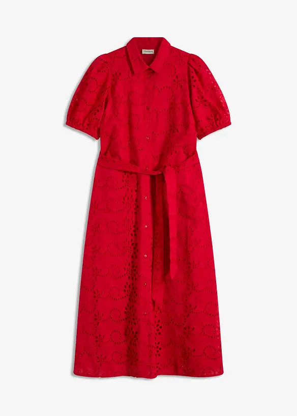 Blusenkleid aus reiner Baumwolle in rot von vorne - bonprix Blusenkleid aus reiner Baumwolle in rot von vorne - bonprix