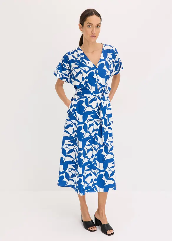 Midikleid in blau von vorne (Totalaufnahme) - bonprix