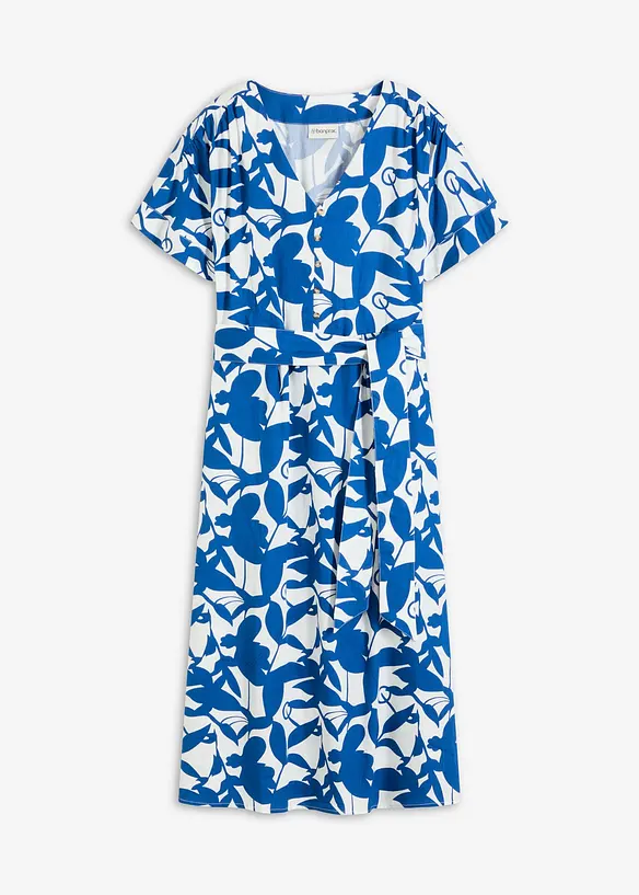 Midikleid in blau von vorne - bonprix