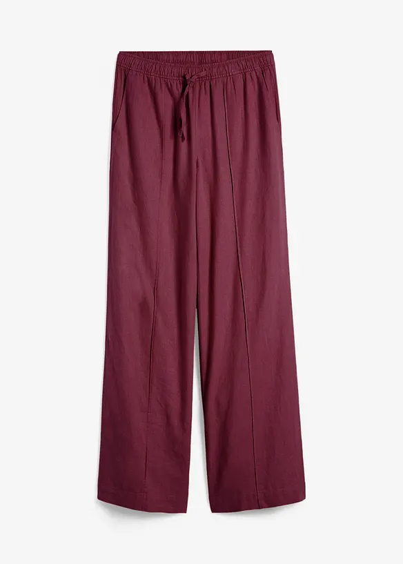Palazzo-Hose aus leichtem Leinen-Viskose-Mix in rot von vorne - bonprix