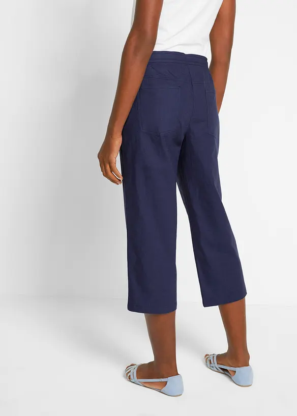 3/4-Hose aus Leinen-Mix in blau von hinten - bonprix