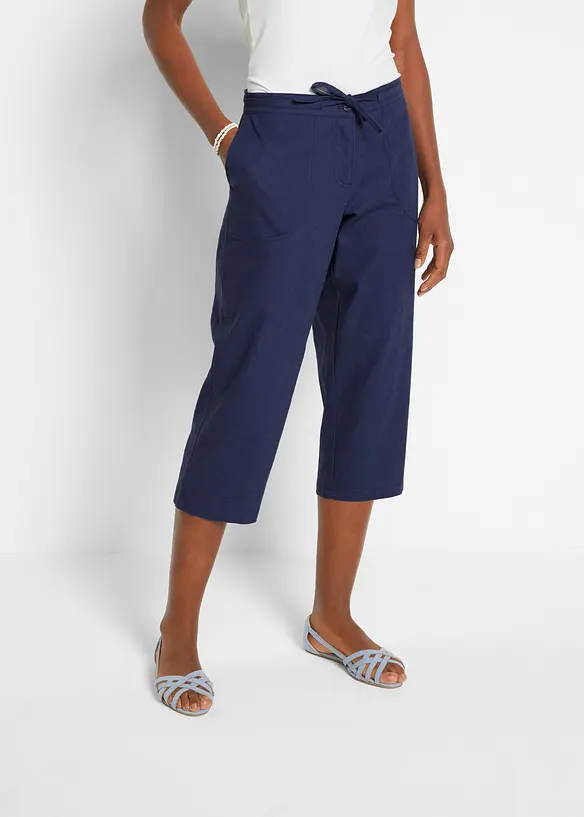 3/4-Hose aus Leinen-Mix in blau von vorne - bonprix