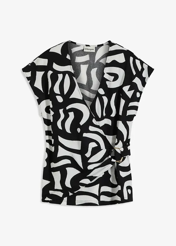 Tailliertes Shirt in schwarz von vorne - bonprix