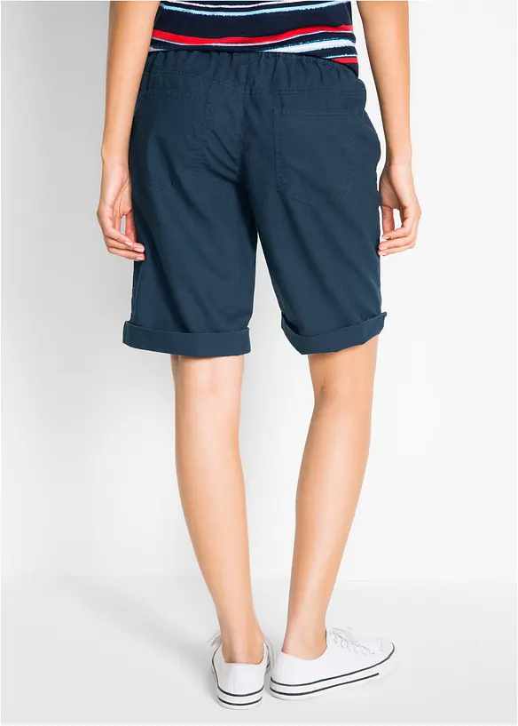 Bermuda aus Leinen-Mix in blau von hinten - bonprix