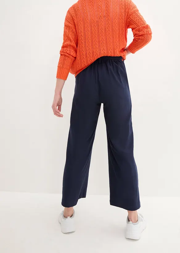 Culotte aus luftigem Leinen-Mix in blau von hinten - bonprix Culotte aus luftigem Leinen-Mix in blau von hinten - bonprix