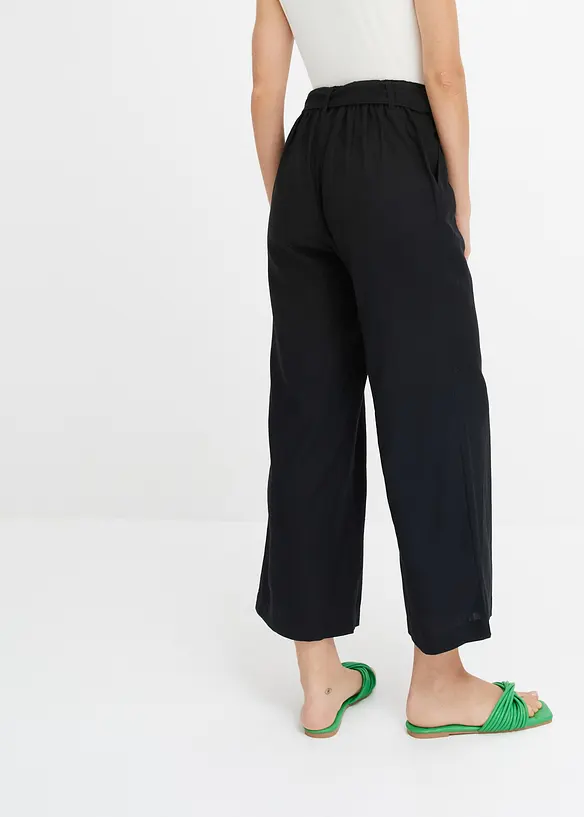 Culotte aus luftigem Leinen-Mix in schwarz von hinten - bonprix Culotte aus luftigem Leinen-Mix in schwarz von hinten - bonprix