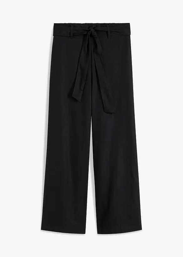 Culotte aus luftigem Leinen-Mix in schwarz von vorne - bonprix Culotte aus luftigem Leinen-Mix in schwarz von vorne - bonprix