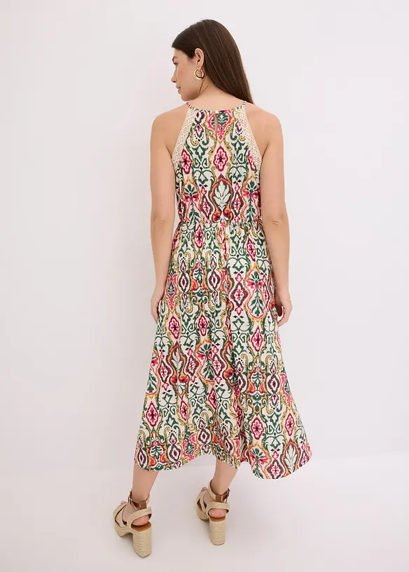 Midikleid mit Spitze in beige von hinten (Totalaufnahme) - bonprix