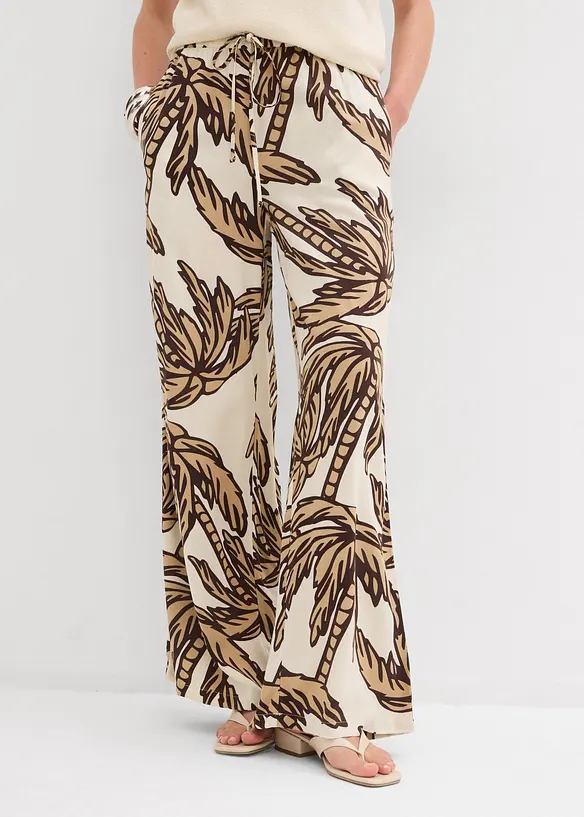 Marlenehose aus fließender Viskose in beige von vorne - bonprix Marlenehose aus fließender Viskose in beige von vorne - bonprix