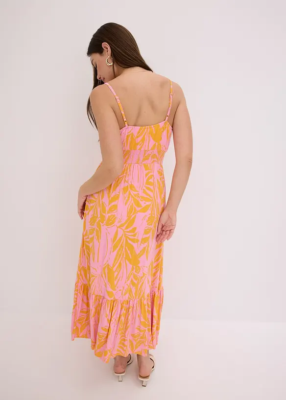 Trägerkleid aus softem Viskose-Mix in orange von hinten (Totalaufnahme) - bonprix