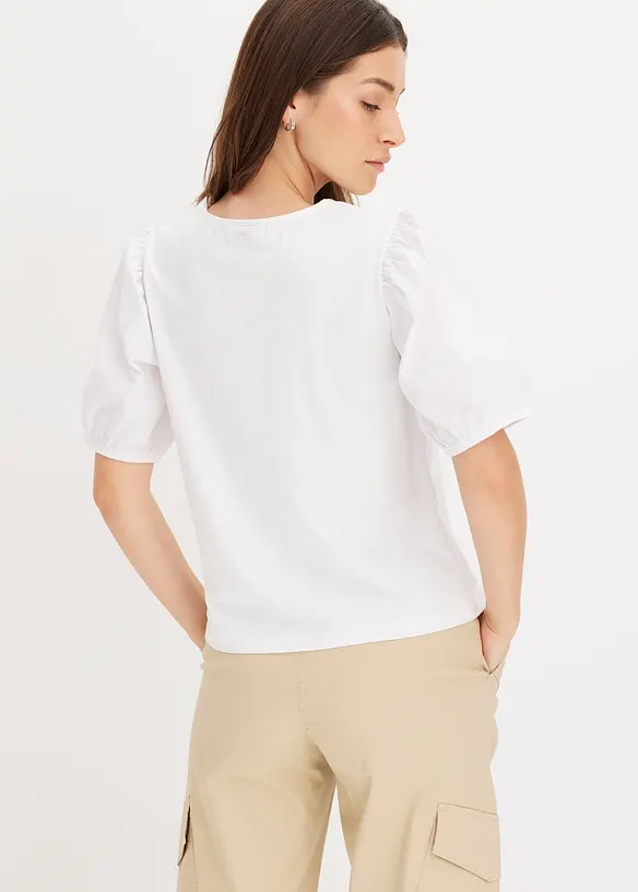 Shirt mit Ballonärmeln in weiß von hinten (im Anschnitt) - bonprix