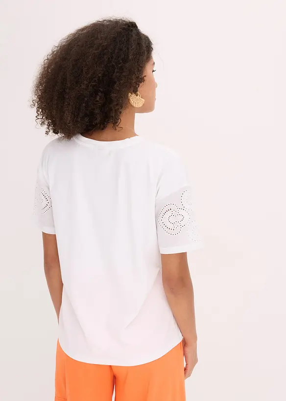 T-Shirt mit Lochstickerei in weiß von hinten (im Anschnitt) - bonprix T-Shirt mit Lochstickerei in weiß von hinten (im Anschnitt) - bonprix