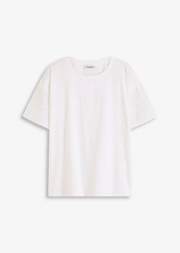 T-Shirt mit Lochstickerei in weiß von vorne - bonprix T-Shirt mit Lochstickerei in weiß von vorne - bonprix
