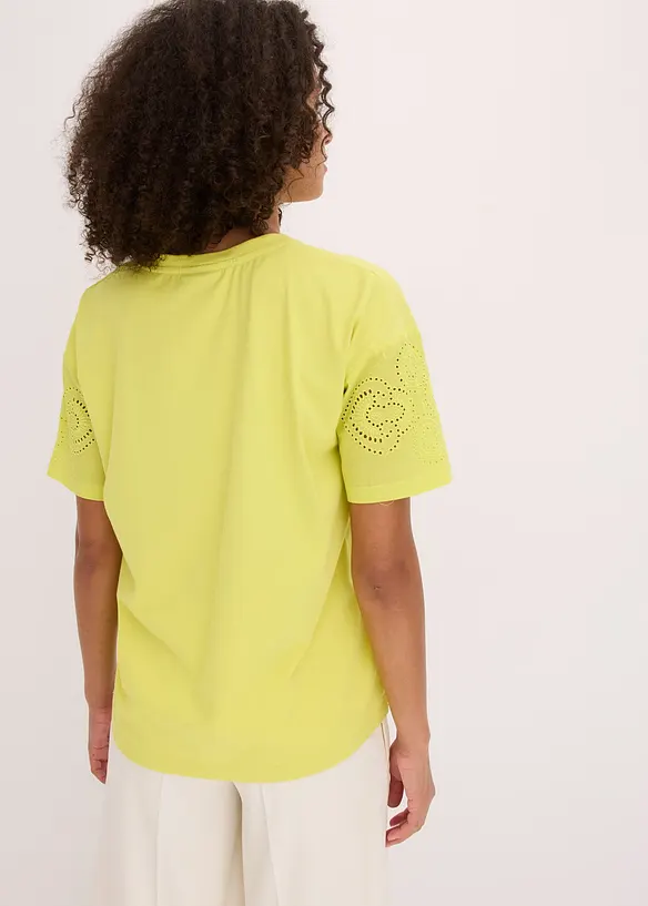 T-Shirt mit Lochstickerei in gelb von hinten (im Anschnitt) - bonprix T-Shirt mit Lochstickerei in gelb von hinten (im Anschnitt) - bonprix