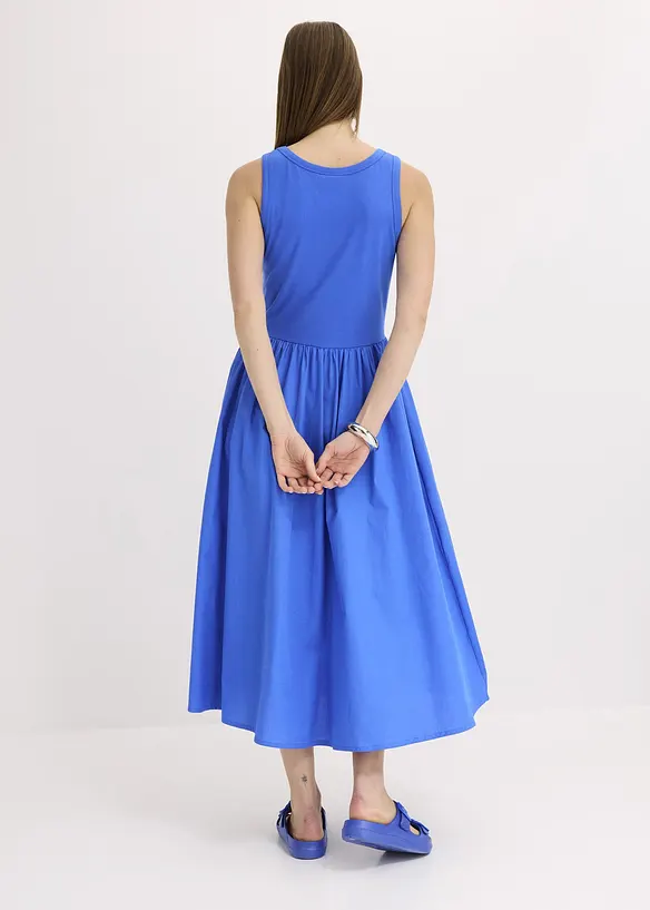 Jerseykleid im Materialmix in blau von hinten (Totalaufnahme) - bonprix Jerseykleid im Materialmix in blau von hinten (Totalaufnahme) - bonprix